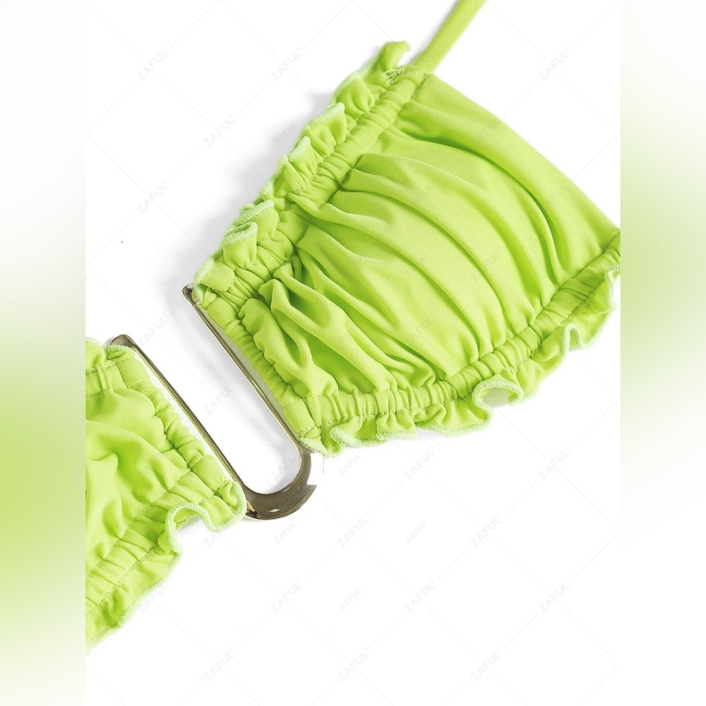 Zaful Green Bandeau Bikini Set with Ruched Details - Picture 2 of 6
